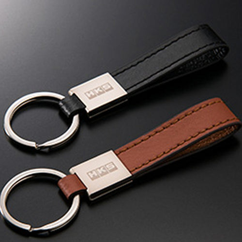 HKS LEATHER KEYRING BLACK/CAMEL